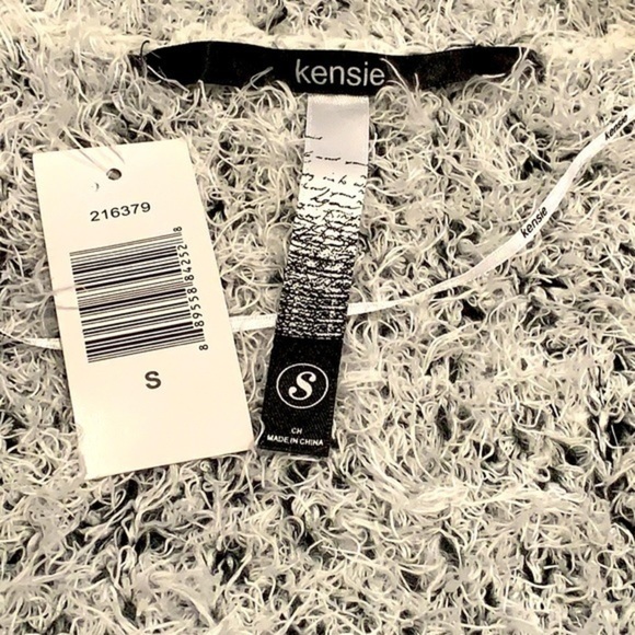 Kensie Black And White Fuzzy Eyelash Open Front Cardigan NWT - Picture 6 of 7